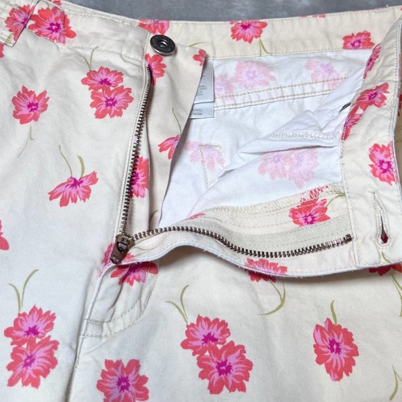 Liz Claiborne Floral Print Pants Womens 12 Cream with Pink Flowers Casual Boho - Picture 6 of 16